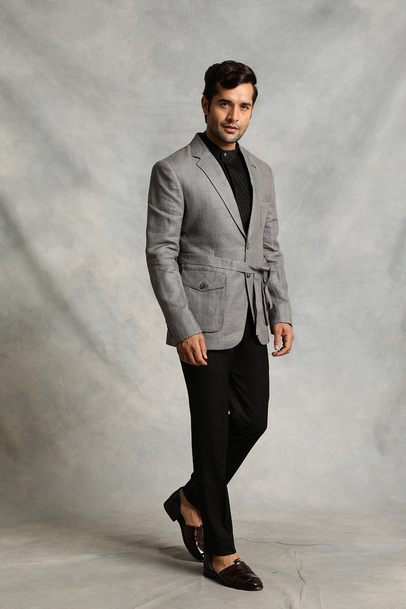 GREY CHECKERED COMBINATION SUIT 3