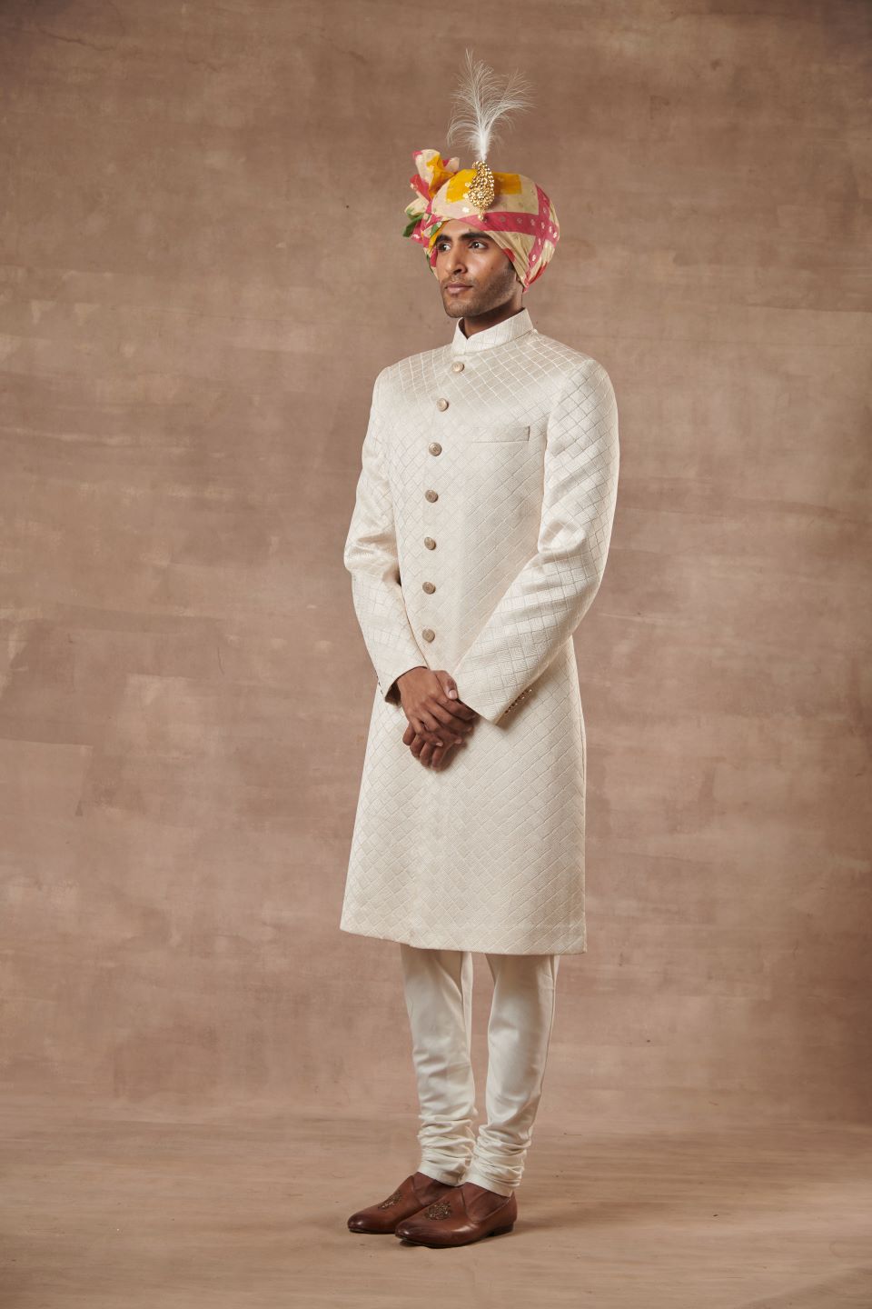 IVORY EMBROIDERED SHERWANI SET 2