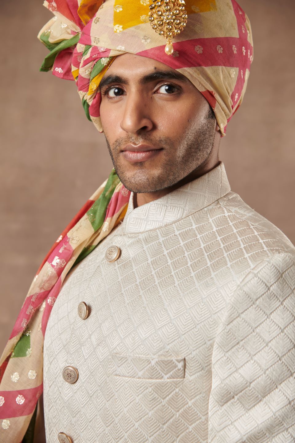 IVORY EMBROIDERED SHERWANI SET 5