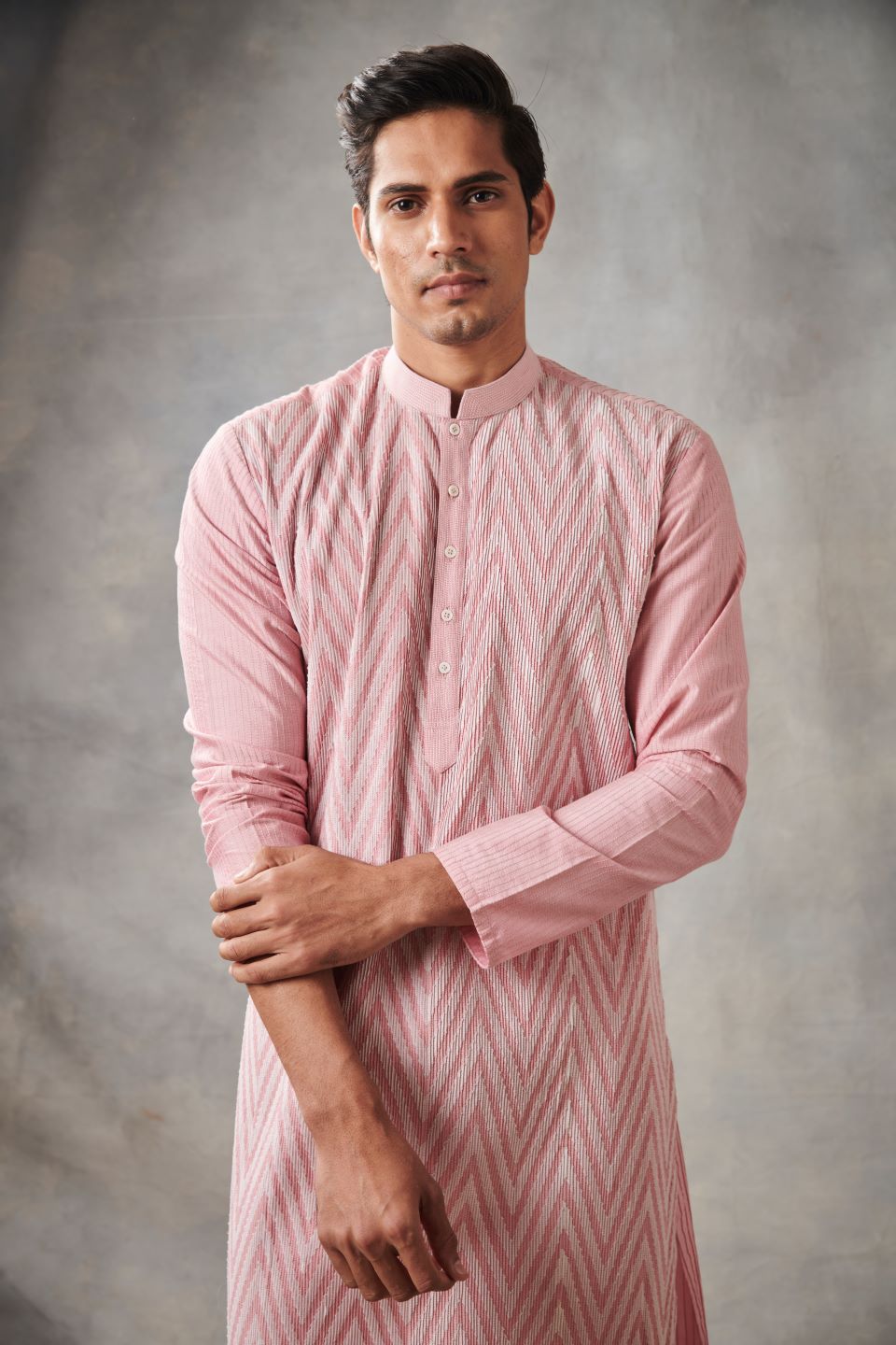 PINK APPLIQUE PINTUCKED KURTA SET 1