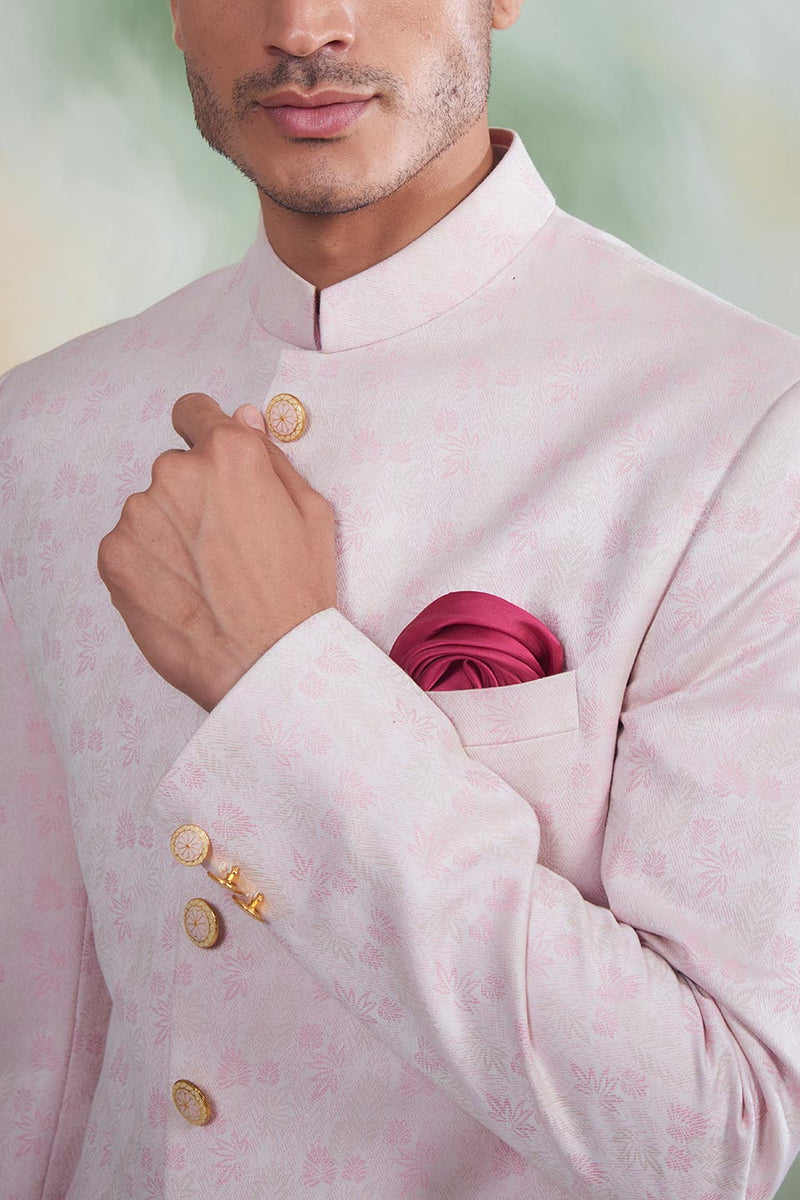 PINK TEXTURED SHERWANI  SET 2