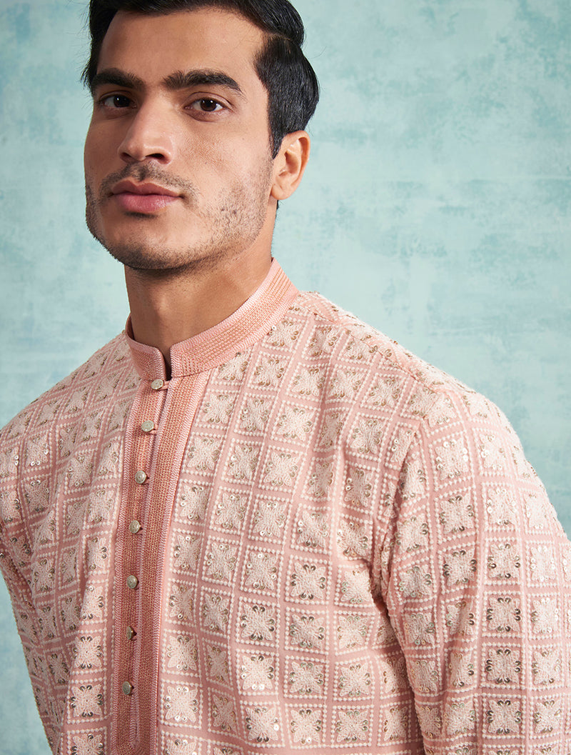 PEACH EMBROIDERED KURTA SET 2