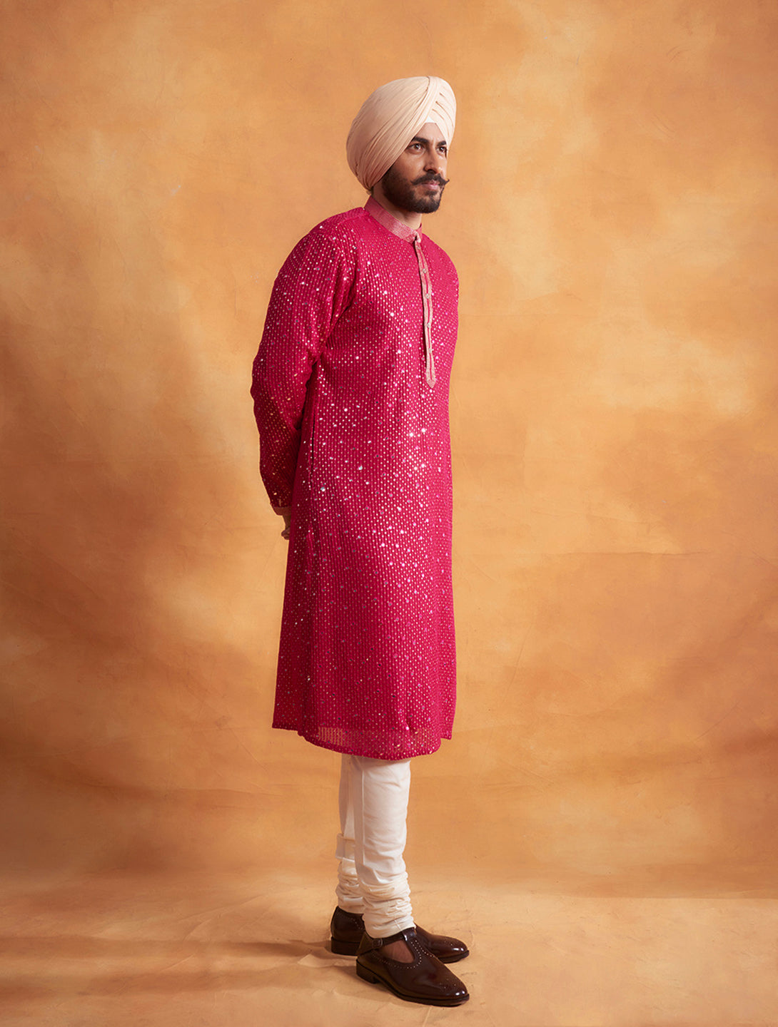 DARK PINK MIRROR WORK KURTA SET 2