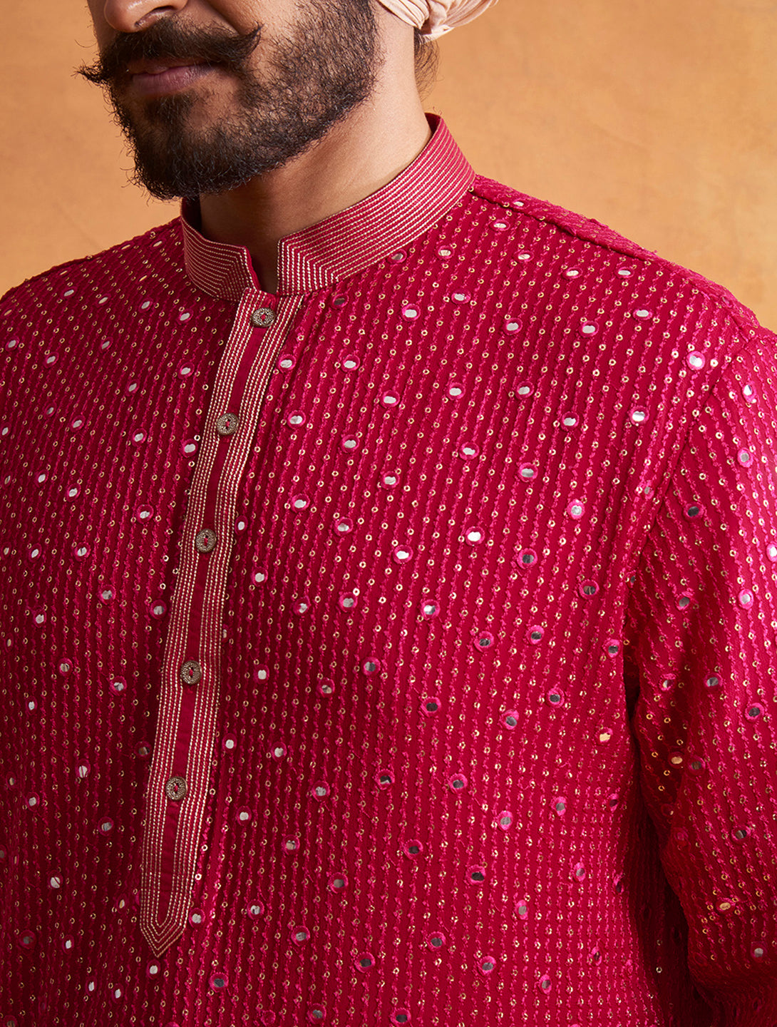 DARK PINK MIRROR WORK KURTA SET 4