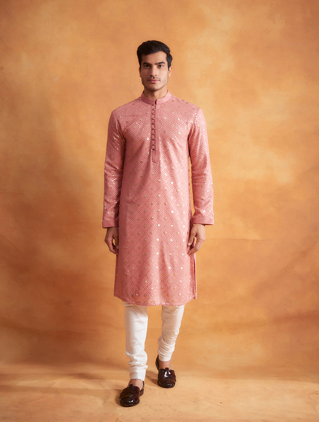 CORAL PINK EMBROIDERED KURTA SET 1