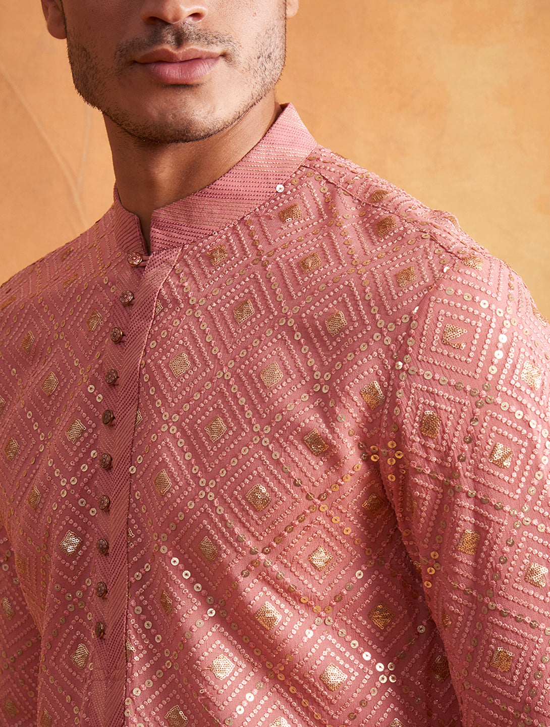 CORAL PINK EMBROIDERED KURTA SET 3