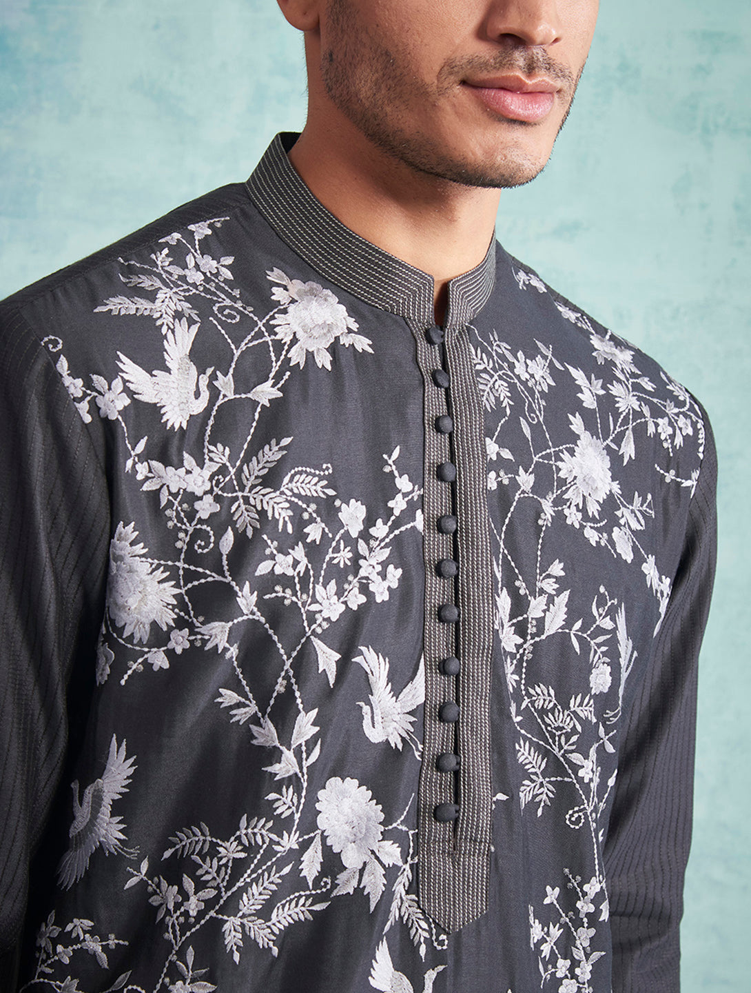 CARBON EMBROIDERED SILK KURTA SET 3