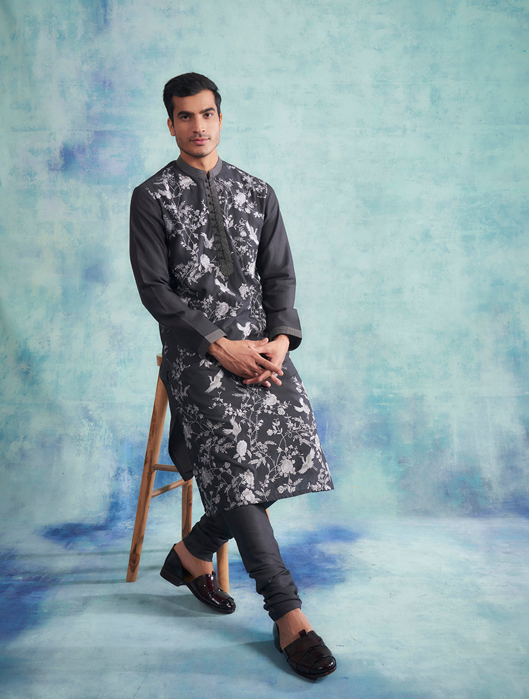 CARBON EMBROIDERED SILK KURTA SET 5