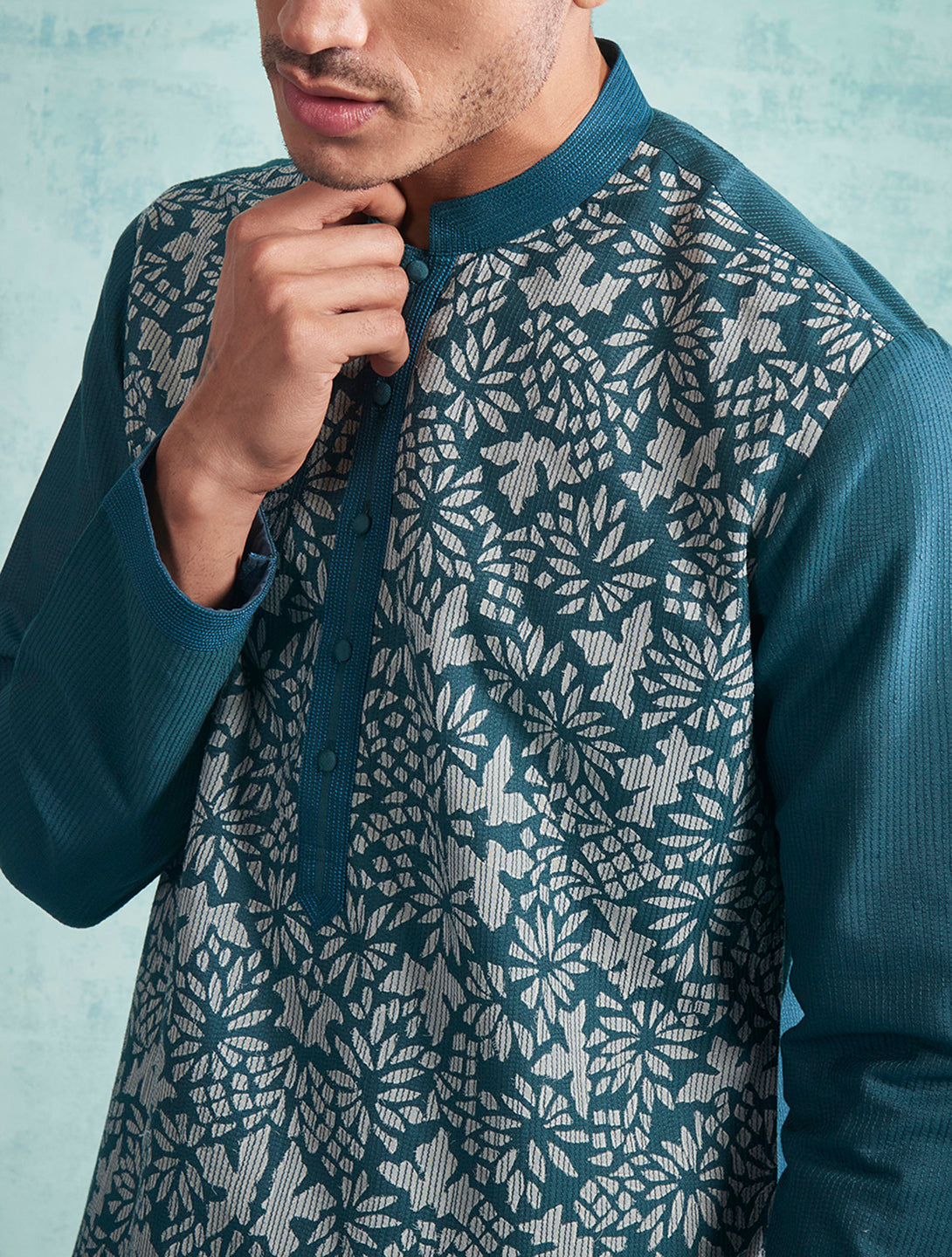 TEAL APPLIQUE KURTA SET 3