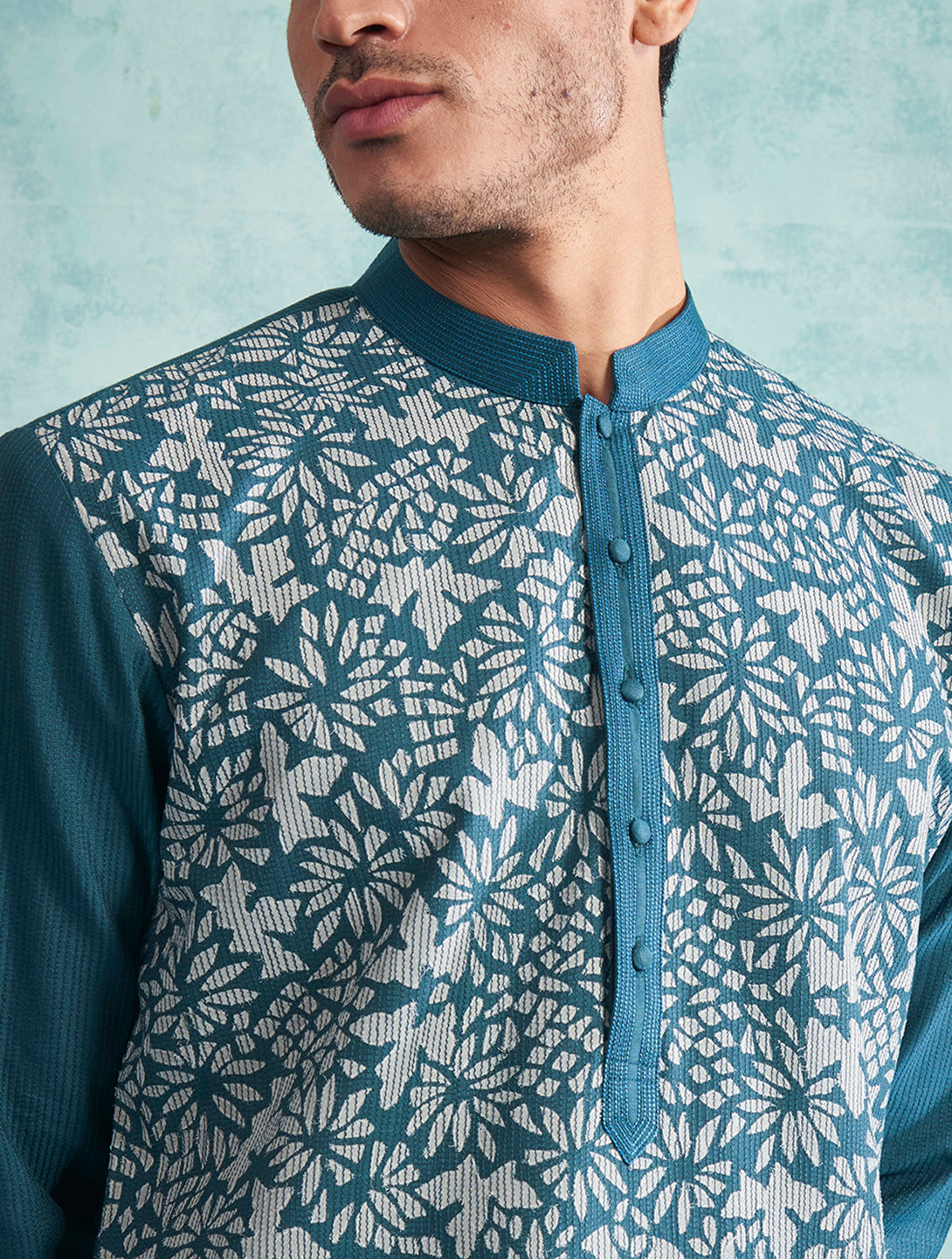 TEAL APPLIQUE KURTA SET 4