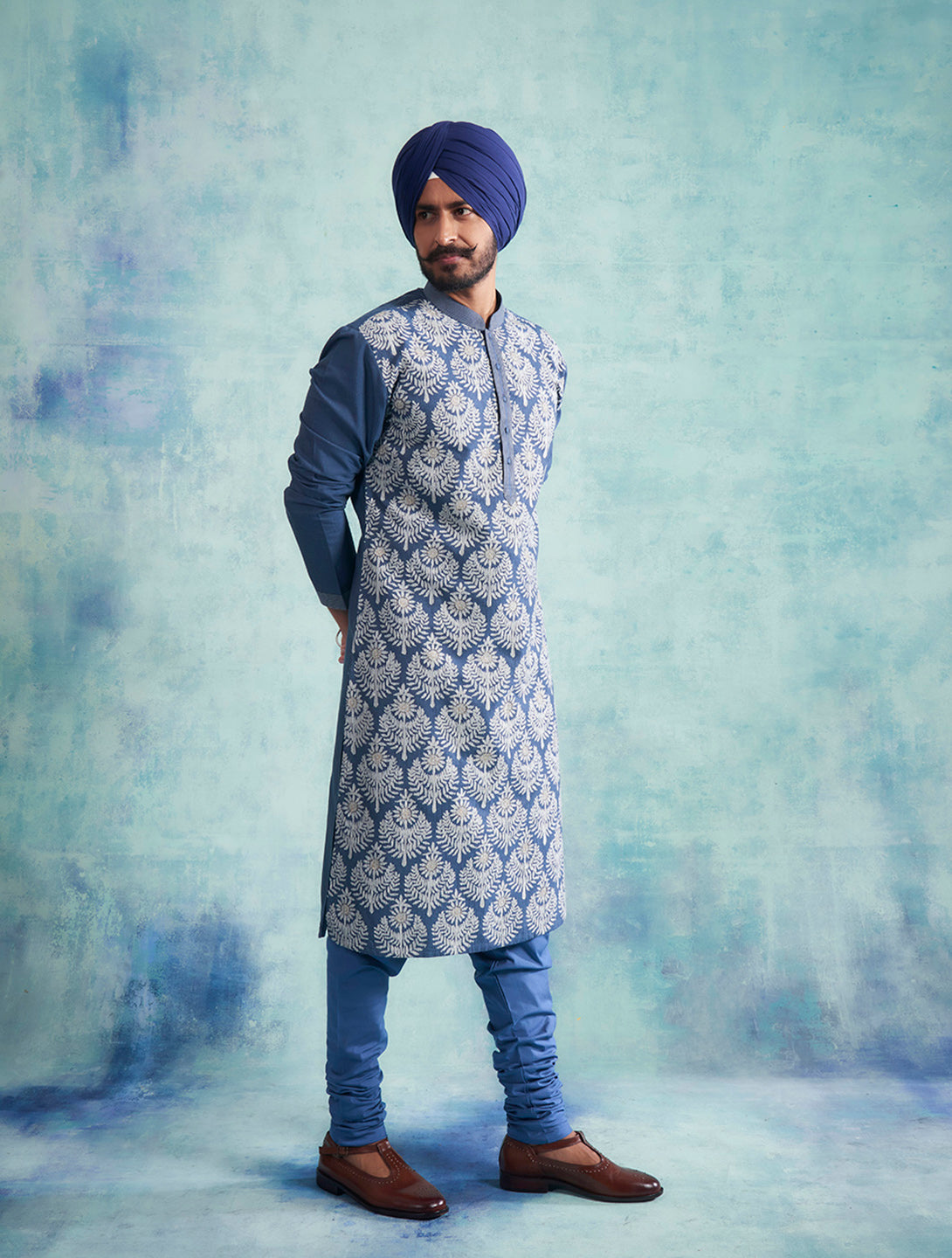 BLUE APPLIQUE KURTA SET 3