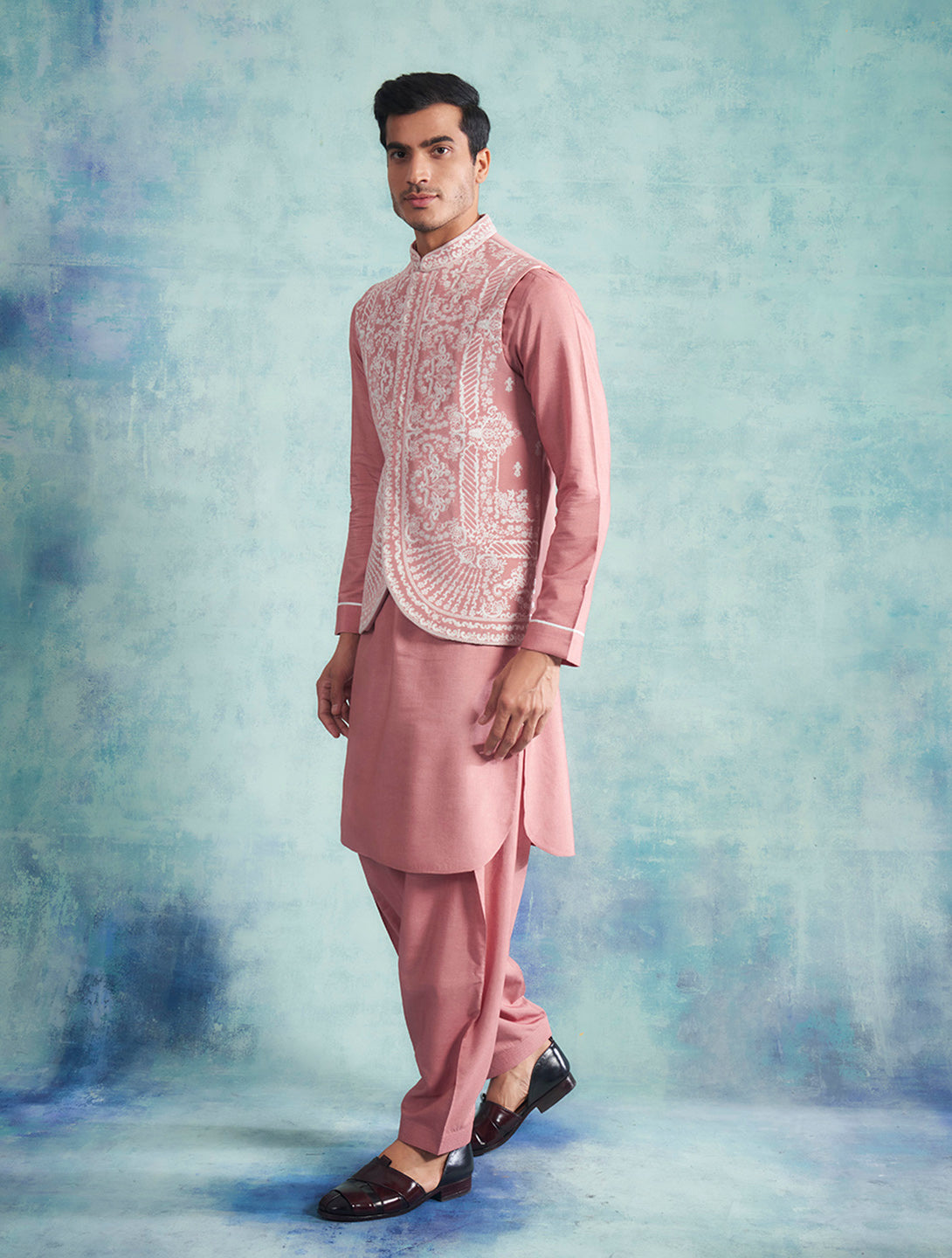 PINK EMBROIDERED BUNDI SET 1