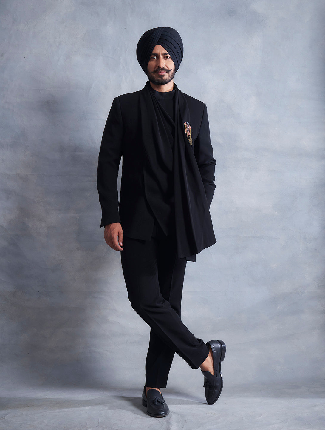 BLACK DRAPE BANDHGALA SET 1