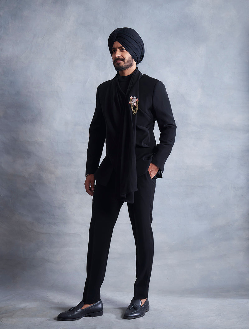 BLACK DRAPE BANDHGALA SET 2