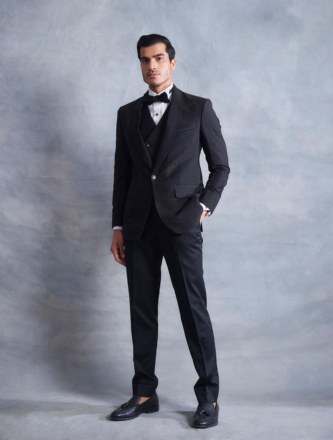 BLACK TEXTURED TUXEDO SET 1