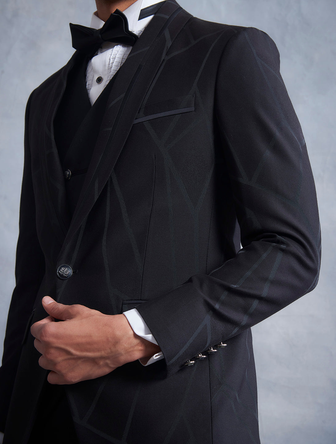 BLACK TEXTURED TUXEDO SET 3