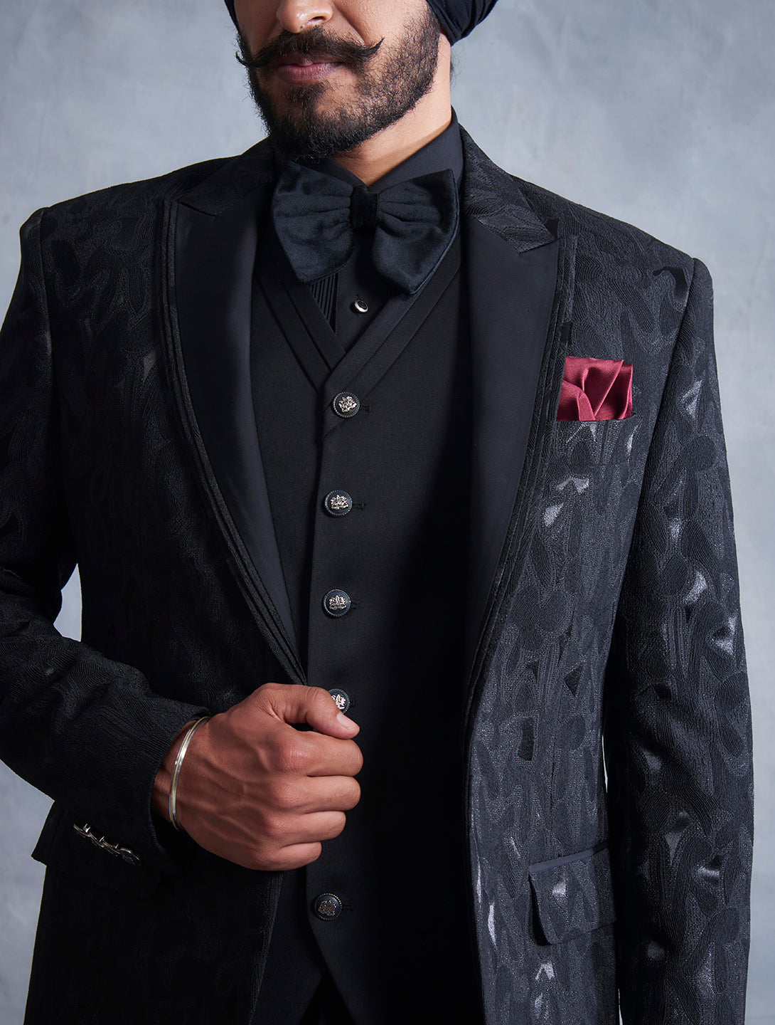 BLACK TEXTURED TUXEDO SET 3