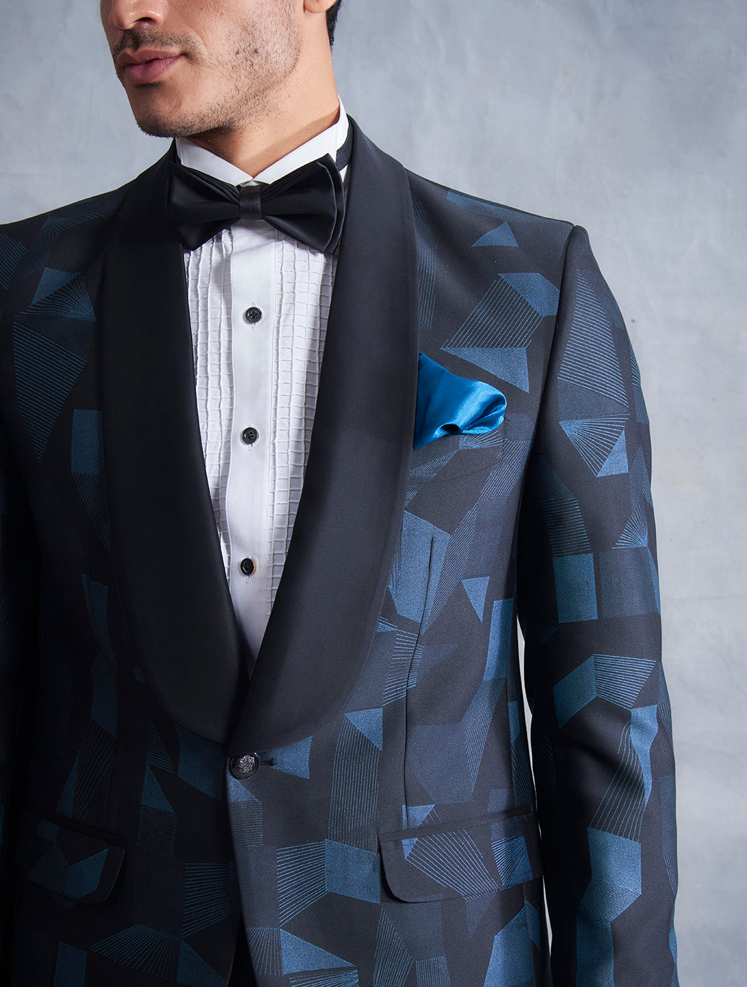 TEAL PRINTED TUXEDO SET 3