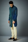 TEAL COMBINATION EMBROIDERED INDO SET