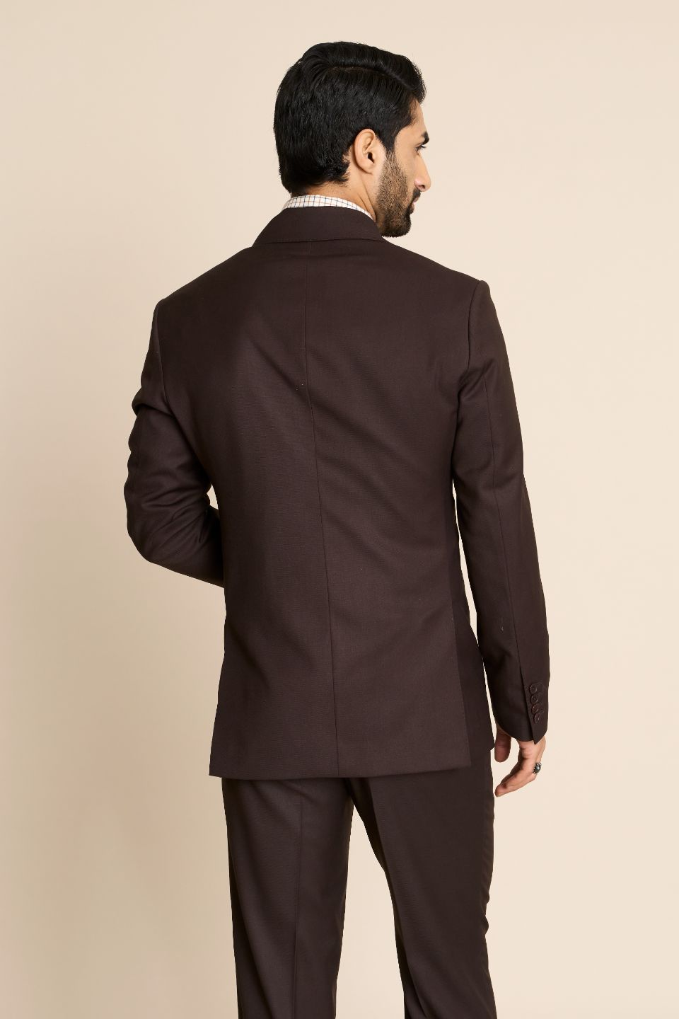 Milano Plaid Brown Suit