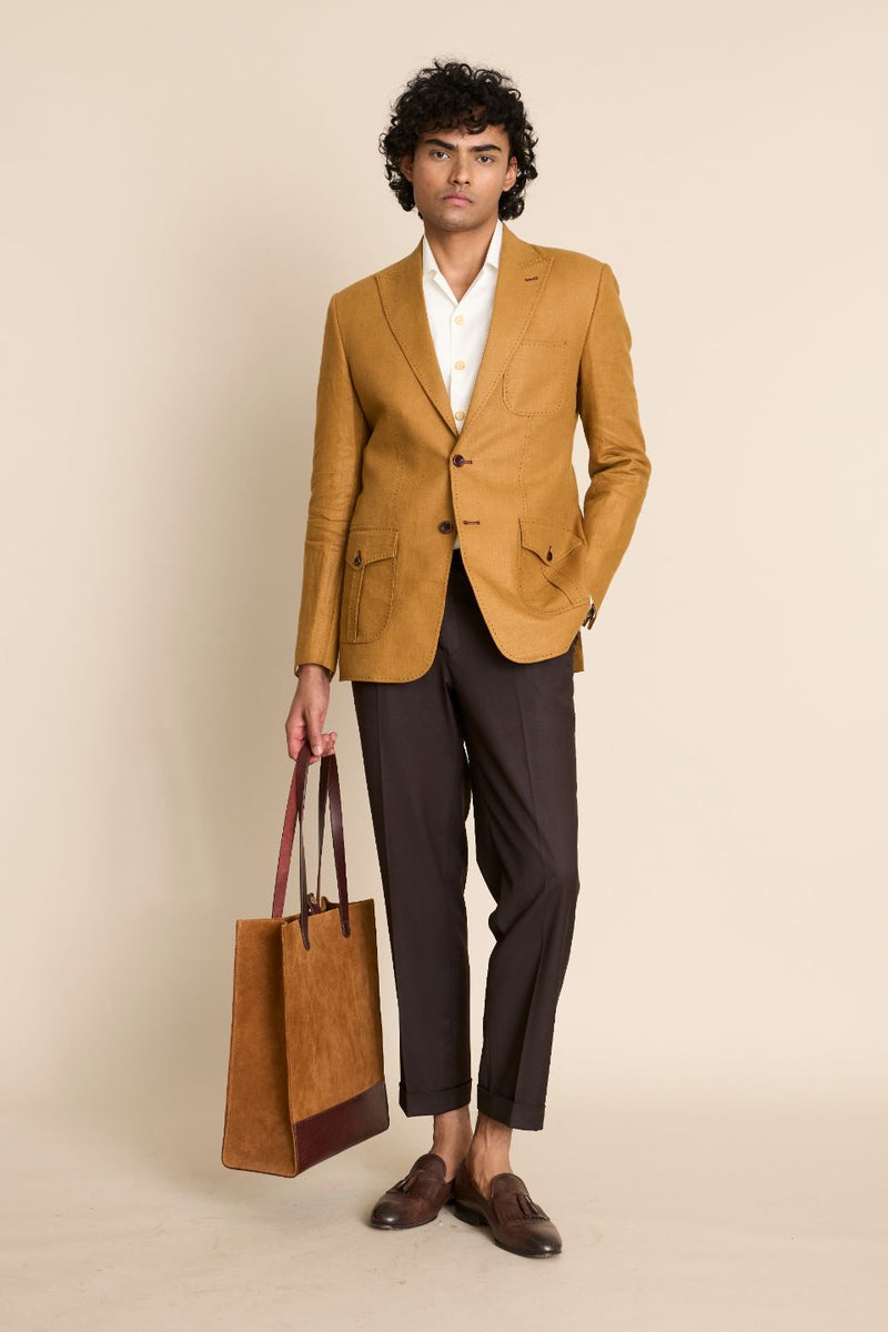 MUSTARD LINEN HERITAGE BLAZER