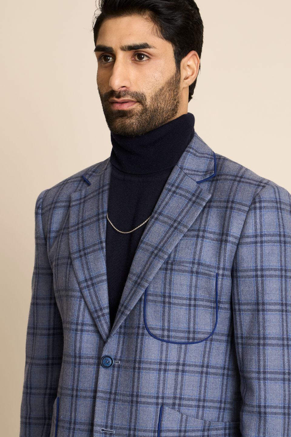 Gargee Designer's BLUE CHECK TWEED BLAZER