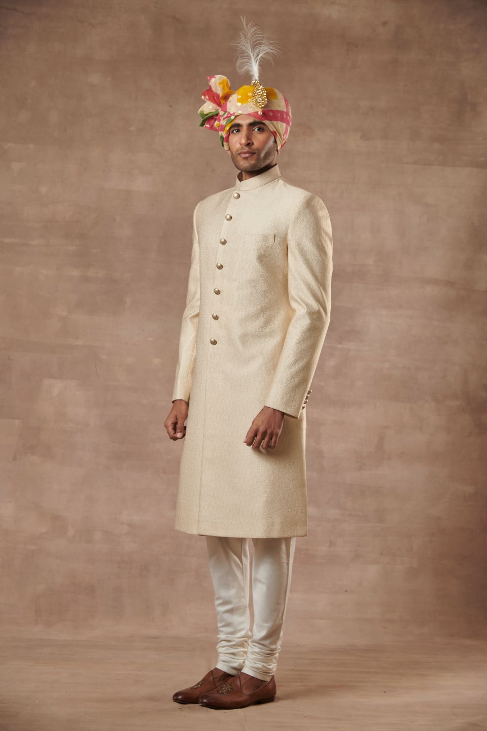 GOLD BROCADE SHERWANI SET 2