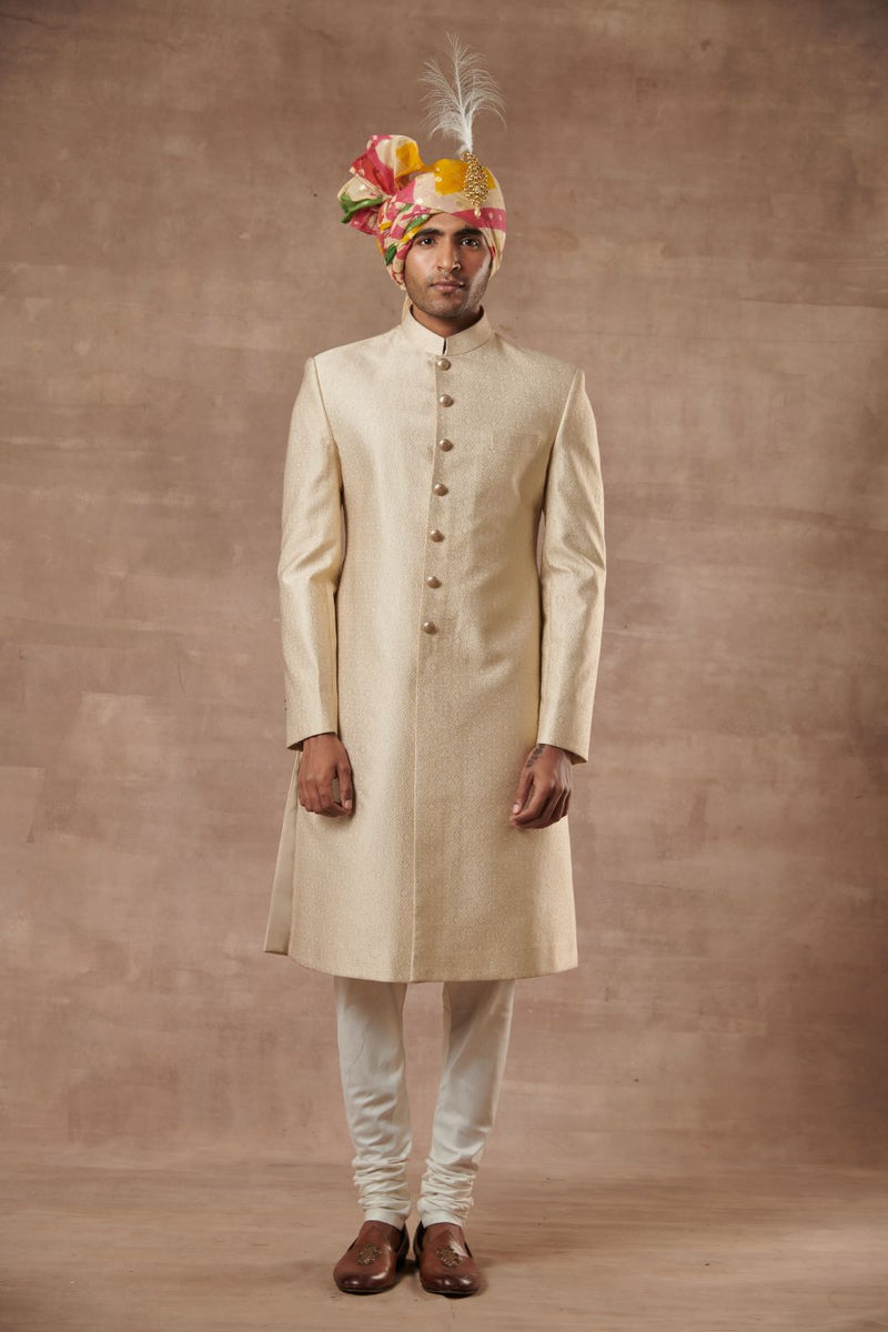 GOLD BROCADE SHERWANI SET 1