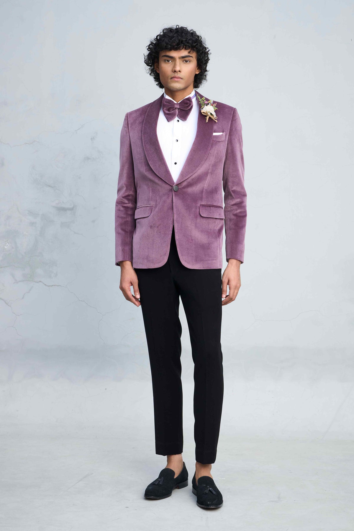 MAUVE VINTAGE VELVET TUXEDO SET