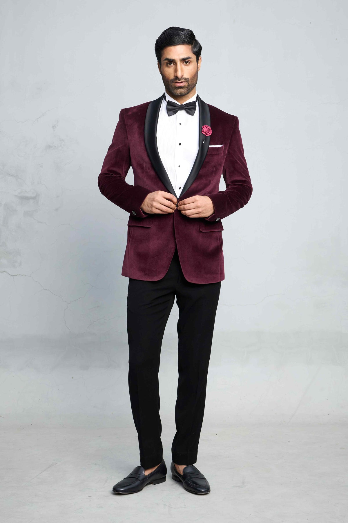 WINE REGAL VELVET TUXEDO SET