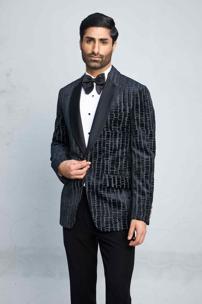 BLACK PEBBLE VELVET TUXEDO SET