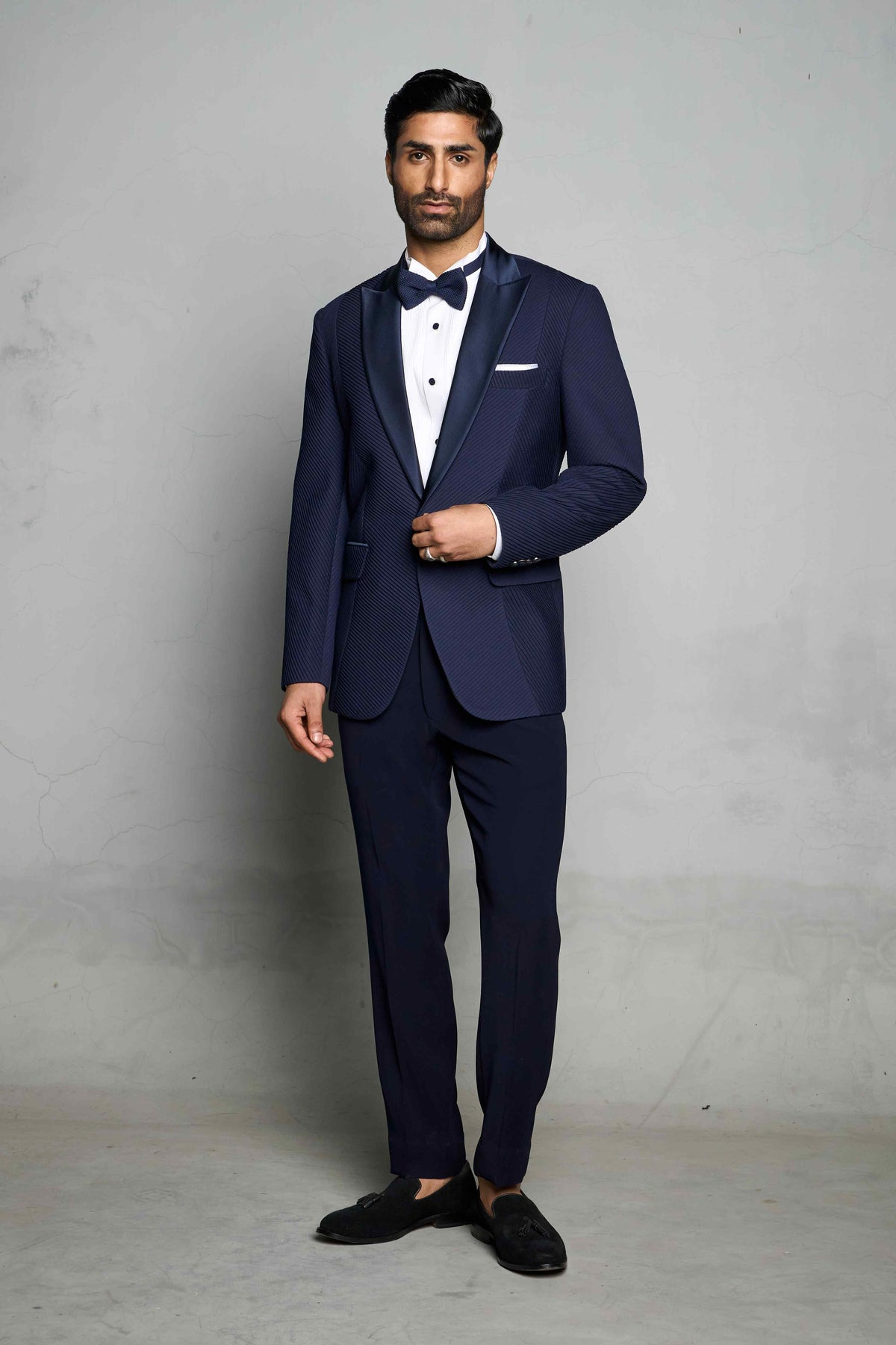 BLUE TUCKED TUXEDO SET